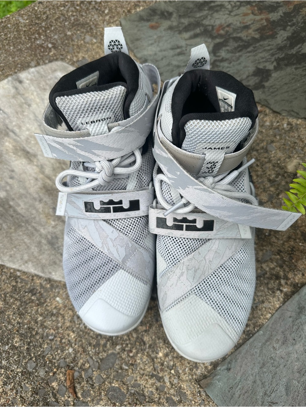 Nike Light Gray and White High-Top Basketball Sneakers